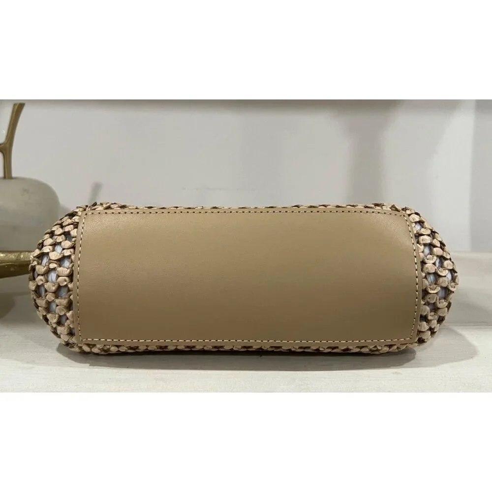 Cult Gaia Zuma Mini Crossbody in Sand - Woven Leather Kiss Lock - Picture 9 of 11